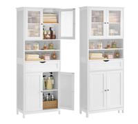 VASAGLE Storage Cabinet, Freestanding Bathroom Storage Unit with Adjustable Shelves, Drawer, Open Compartments, for Bathroom, Living Room, Kitchen, Cloud White BBC768W01