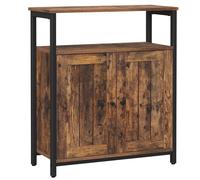 VASAGLE Storage Cabinet, Multipurpose Cabinet, Sideboard, Adjustable Shelves, Slat Door, Steel Frame, for Living Room, Bedroom, Hallway, Industrial