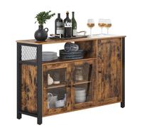 VASAGLE Storage Cabinet, Sideboard, Buffet Table with 3 Doors, for Dining Room, Living Room, Kitchen, 33 x 110 x 75 cm, Industrial Style, Rustic Brown