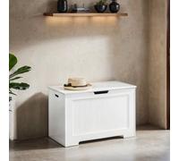 Vasagle Storage Chest, Entryway Shoe Storage Bench With 2 Safety Hinges, Farmhouse Style, White