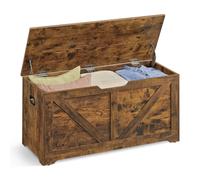 VASAGLE Storage Chest, Storage Bench, Blanket Box with 2 Safety Hinges, Shoe Storage Bench, Farmhouse Style, 40 x 100 x 46 cm, for Hallway, Bedroom,
