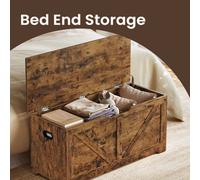 Vasagle Storage Chest, Storage Trunk With 2 Safety Hinges, Storage Bench, Shoe Bench, Farmhouse Style, For Entryway, Bedroom
