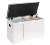 Vasagle Storage Chest With Lid, 2 Safety Hinges, Farmhouse Shoe Storage Bench,41 X 81 X 49 Cm, Cloud White And Dove Grey