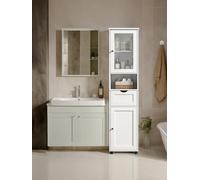 Vasagle Tall Bathroom Cabinet, Slim Bathroom Storage Cupboard, Open Shelf, Glass Door, Adjustable Shelves