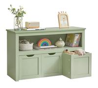 VASAGLE Toy Storage for Kids, Storage Cabinet with Wheels, 3 Drawers | Kids Storage Unit, 102 x 30.2 x 60 cm, for Living Room, Children's Room, Playroom, Sage Green, Helan Collection LHS380CE01