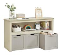 VASAGLE Toy Storage Unit, Children's Shelf, Wardrobe, Chest of Drawers with 3 Storage Wheels, for Living Room, Bedroom, Playroom, 30 x 102 x 60 cm, Sand Beige LHS380K01