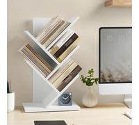 VASAGLE Tree Bookcase Floor Standing Corner Shelf Space-Saving Design in White VASAGLE White
