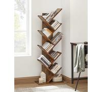 VASAGLE Tree Bookshelf Floor Standing Corner Space-Saving Wooden Shelves in Brown VASAGLE Brown