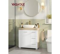 Vasagle Under Sink Bathroom Cabinet, Storage Cabinet With Feet, 3 Drawers, 2 Compartments Behind The Door, 30 X 60 X 64 Cm