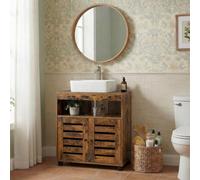 Vasagle Under Sink Cabinet Bathroom Storage Cupboard 60 X 30 X 63 Cm With 2 Louvre Doors Adjustable Board Rustic Brown