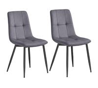 VASAGLE Velvet Dining Chairs, Upholstered Kitchen Chairs, Set of 2 | Mid-Century Modern Steel Frame, Adjustable Feet, Supports up to 120 kg Each, Slate Grey, Tyra Collection KDC088GN08