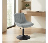 Vasagle Velvet Dressing Table Chair, Height-Adjustable Swivel Stool With Backrest, Grey