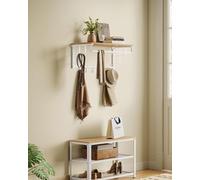 VASAGLE Wall Mounted Coat Rail with 5 Removable Hooks Floating Shelf in Natural VASAGLE Natural