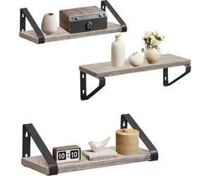 VASAGLE Wall Shelf,Set of 3, 2 Mounting Options, Display Shelf, for Living Room