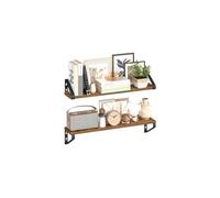 VASAGLE Wall Shelves, Floating Shelves Wall Mounted, Set of 2, 2 Mounting Ways, 60 cm, for Living Room, Bathroom, Kitchen, Rustic Brown and Matte