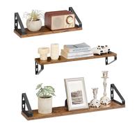 VASAGLE Wall Shelves, Floating Shelves Wall Mounted, Set of 3, 2 Mounting Ways, 40/50/60 cm, for Living Room, Bathroom, Kitchen, Rustic Brown and
