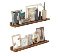 VASAGLE Wall Shelves, Set of 2 Floating Shelves, Raised Edges