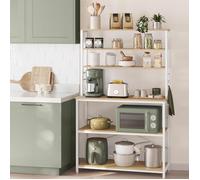 VASAGLE Wide Kitchen Storage Rack with Hooks & Shelves in Natural VASAGLE Natural