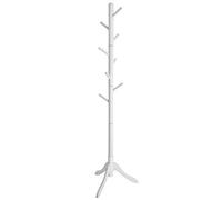 VASAGLE Wooden Coat Rack with 8 Hooks, Tree Shape, Adjustable in 3 Heights, for Coats, Jackets, Bags, Entryway, Bedroom, White RCR60WT