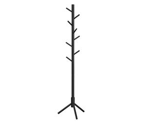 VASAGLE Wooden Coat Stand with 8 Hooks, 3 Adjustable Heights, for Clothes, Hats, Bags, Entrance, Living Room, Bedroom, Office, Black RCR004B01