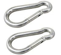 vasalat Carabiner Set 10 x 100 Carabiner Hooks Large DIN5299C Fire Brigade Carabiner Load Capacity up to 350 kg, Galvanised Steel - Pack of 2