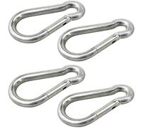 vasalat Carabiner Set 10 x 100 Carabiner Hooks Large DIN5299C Fire Brigade Carabiner Load Capacity up to 350 kg Galvanised Steel Set of 4