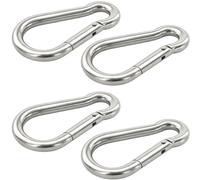 vasalat Carabiner Set 10 x 100 Carabiner Hooks Large Fire Brigade Carabiner Load Capacity up to 237 kg Stainless Steel A4 Pack of 4