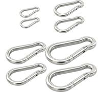 vasalat Carabiner Set 4 Sizes Carabiner Hook Fire Brigade Carabiner, Load Capacity up to 45/99/176/237 kg, A4 Stainless Steel, Pack of 8
