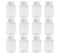 VASANA 12Pcs 50ml/1.7oz Clear Empty Plastic Bottle with White Screw Cap Refillable Sample Vial Mini Storage Bottles Travel Small Container Wide Mouth Reagent Bottle for Home Lab