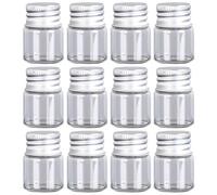 VASANA 12Pcs 5ml Empty Clear Small Glass Bottles with Aluminum Screw Lid Tiny Vials Mini Jars Sample Message Bottle Wedding Favors DIY Decorations Travel Liquid Container