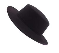 VASANA 1Pcs Black Unisex Fashion Classic Black Wool Blend Fedora Hat Brim Flat Church Derby Cap for Party Outdoor Sunscreen Fashion