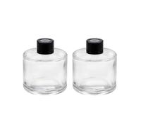 VASANA 2 Pcs 50ml/1.7oz Glass Diffuser Bottle Empty Refillable Clear Glass Aromatherapy Jar Exquisite Essential Oils Container Fragrance Accessories for DIY Diffuser Sticks Essential Oils