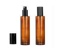 VASANA 2PCS 100ML/3.4oz Amber Spray Glass Bottles Mist Spray Press Bottles Empty Refillable Dispensers Containers with Black Seal Cap Travel Bottles for Perfumes Liquids