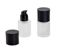VASANA 2PCS 30ml/1oz Empty Refill Frosted Glass Cream Lotion Pump Bottle Jars with Black Dust Cap Cosmetic Makeup Emulsion Toiletries Liquid Storage Container Cosmetic Travel Packing Dispenser