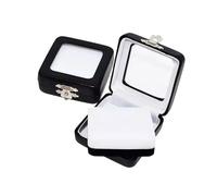 VASANA 2Pcs Black Square PU Leather Gemstone Display Case with Clear Clasp Lids and Double Side Sponge Loose Diamond Jewelry Show Case Storage Box Holder