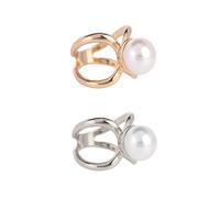 VASANA 2PCS Fashion Scarf Ring Buckle Rhinestones Pearl Silk Scarves Clip Women Shawl Clip Buckle Clothing Wrap Holder Scarf Shawl Tie Buckle Decoration Accessories (Gold+Silver)