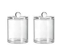 VASANA 2PCS Rounds Clear Plastic Acrylic Jar Cotton Swab Ball Pad Holder Dispenser Storage Box Canister Container with Lid for Cotton Ball Cotton Swab Cotton Rounds Bath Salts