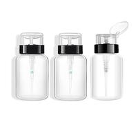 VASANA 3 PCS 200ml/7oz Nail Polish Remover Bottle Empty Push Down Lockable Pump Dispenser Bottle Polish Remover Clear Liquid Bottle Container for Nail Polish