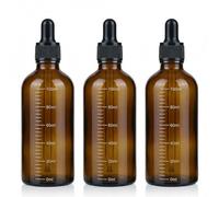 VASANA 3 PCS 3.4OZ Amber Glass Dropper Bottles with Graduated Scale Empty Refillable Travel Liquid Dispenser Glass Dropper Pipette Bottle Vial Container 100ML