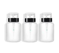 VASANA 3pcs 200ml Push Down Lockable Pump Dispenser Bottles for Nail Polish Remover and Makeup Remover Liquids