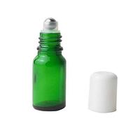 VASANA 3PCS 20ml Empty Refillable Green Glass Essential Oil Roll On Bottles Cosmetic Sample Packing Jars Pots with Metal Roller Ball And White Cap For Essential Oil Perfume