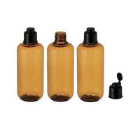 VASANA 3PCS 300ml/10oz Empty Refillable Amber Plastic Squeeze Bottles with Black Flip Cap Cosmetic Container Vial Pot Holder for Makeup Emollient Water Toner Lotion Shampoo Shower Gel Toiletries