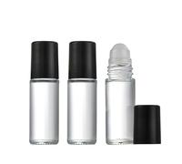 VASANA 3Pcs 30ml/1oz Empty Glass Roller Bottles with Plastic Roller Ball and Black Cap Refillable Massage Roll On Bottles Travel Deodorant Container for Essential Oils Cosmetics