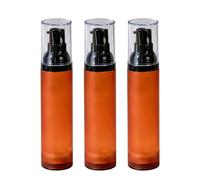 VASANA 3Pcs 50ml/1.7oz Empty Matte Brown Plastic Lotion Airless Pump Bottles with Black Pump Top Refillable Travel Size Vacuum Press Bottle Cosmetics Dispenser for Essence Foundation