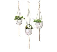 VASANA 3Pcs Macrame Plant Hanger Rope with Gold Hook Tassel3 Different Size Outdoor Indoor Hanging Planter Basket Decorative Flower Pot Holder for Boho Home Decor (Pots Not Included)