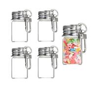 VASANA 5PCS 7ml /0.23oz Small Glass Bottles Aluminium Cap Ornament Wishing Bottles with Key Chain Clasp Crafts Gift Pendants DIY Glass Jars Miniature Message Bottle