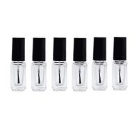 VASANA 6 PCS Empty Clear Glass Square Bottom Shape Nail Polish Bottles With Black Cap And Soft Brush for DIY Nail Art Sample