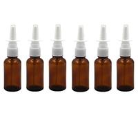 VASANA 6PCS 1Oz 30ML Empty Refillable Amber Glass Nasal Spray Bottles Sprayers Pump Snoot Cleanser Container For Saline Nasal Sprays Wash Dispensing