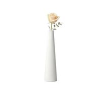 VASANA 8.5 Inch Matte White Ceramic Bud Vase, Conic Single Stem Flower Vase | Stable Thick Base, Narrow Neck Small Vase, Tapered Floral Vase for Home, Wedding Centrepiece, Office Desk, Gift