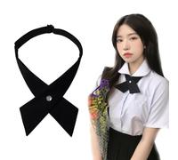 VASANA Black Adjustable Criss-Cross Bow Tie Solid Color Pre Tied Bowtie Necktie Boys Girls Uniform Tie Cosplay Costume Accessory
